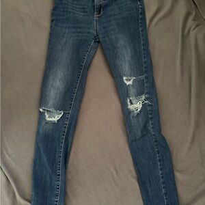Old Navy Dark Blue Distressed Skinny Jeans